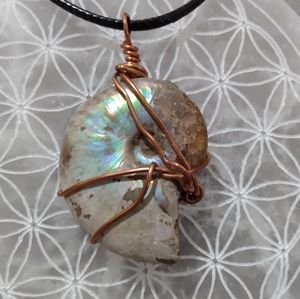 Gorgeous opalized ammonite necklace